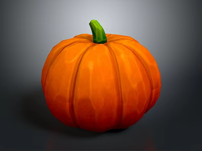 Fresh Orange Pumpkin With Green Stem Ripe Whole And Healthy Appearance 3d model