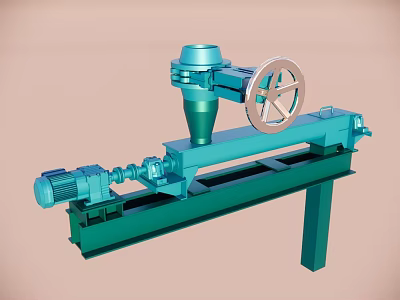 Green Industrial Mechanical Device With Motor Wheel And Stand Structure 3d model