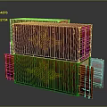Red Shipping Containers Stacked With Intricate Golden Patterns And Durable Metal Structures 3d model