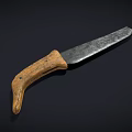 Vintage Kitchen Knife With Wooden Handle And Sharp Metal Blade On Dark Background