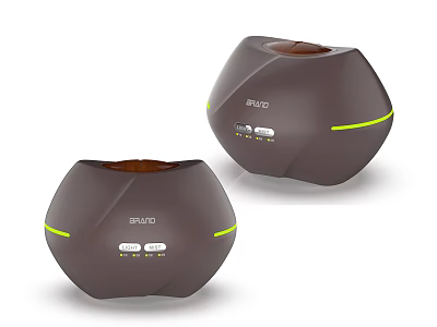 BRUDO Two Brown Aromatherapy Diffusers With Yellow Lines Buttons And Indicator Lights 3d model