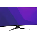 Modern Curved Computer Monitor With Purple Blue Gradient Screen