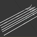 Multiple Historical Spears With Wooden Handles And Intricate Metal Head Designs