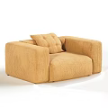 Light Brown Fabric Single Seater Sofa With Square Design And Thick Armrests 3d model