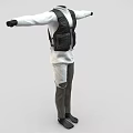 Stylish Clothing Outfit Featuring Black Vest White Top Gray Pants And Black Shoes