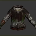 Vintage Distressed Hoodie With Camouflage Sleeves Multicolor Patchwork And Zipper Front