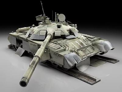 Military Battle Tank With Camouflage Pattern Long Barrel And Tracked Wheels 3d model