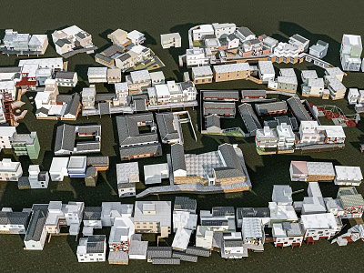 Rural Self Built Houses With Various Architectural Styles And Layouts In Residential Cluster 3d model