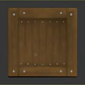 Wooden Cube Shaped Storage Box With Striped Planks And Metal Rivets