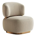 Modern Beige Fabric Leisure Chair With Rounded Design And Golden Metal Legs