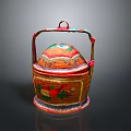 Colorful Handwoven Storage Basket With Decorative Lid And Handle For Home Organization