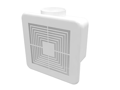 White Square Ventilation Equipment With Grid Pattern Air Vent And Cylindrical Top 3d model