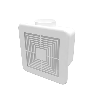 White Square Ventilation Equipment With Grid Pattern Air Vent And Cylindrical Top 3d model