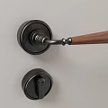 Vintage Metal Door Handle With Wooden Grip And Sleek Black Finish