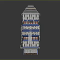 Multi Story Modern Building With Solar Panels And Colorful Decorative Elements