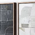 Abstract Wall Art Paintings With Wooden Frames In Black White Gray Tones