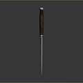 Silver Blade Dagger With Brown Wooden Handle And Metal Decorations Placed On Black Reflective Surface