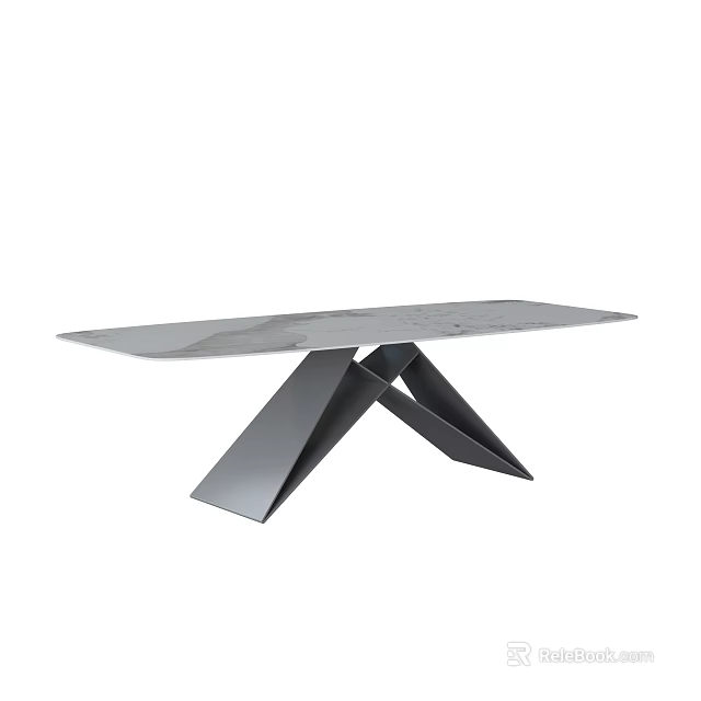 Modern Contemporary Dining Table With Sleek Surface And Geometric Crossed Legs 3d model 