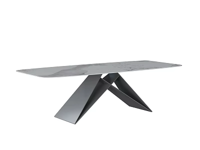 Modern Contemporary Dining Table With Sleek Surface And Geometric Crossed Legs 3d model