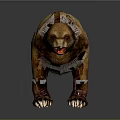Realistic Brown Bear 3D Model With Brown Fur Sharp Claws And Open Mouth