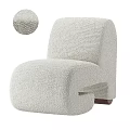 White Plush Accent Chair Featuring Fuzzy Fabric Modern Design And Wooden Legs