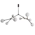 Modern Spherical Chandelier with Black Metal Frame and White Globe Lights 3d model