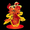 Commercial Landscape With Traditional Red Yellow Paper Cut Art Decoration