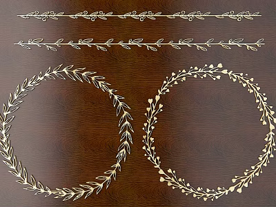 Decorative Ornate Gold Floral Leaf Carvings And Wreath Designs On Wooden Background 3d model