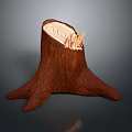 Natural Wooden Tree Stump Decorative Base Featuring Visible Growth Rings And Wooden Splinters