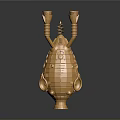 Golden Shiny Water Vehicle With Metallic Surface Round Windows And Protruding Structures