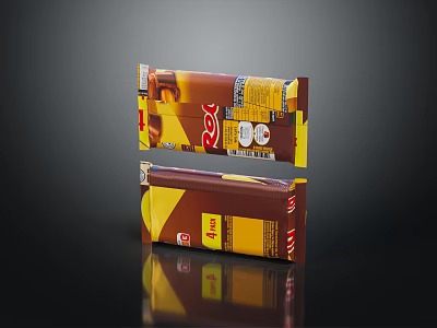 Two Stacked Red Label Chocolate Bar Packages Featuring Brown Yellow Design 3d model