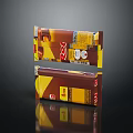 Two Stacked Red Label Chocolate Bar Packages Featuring Brown Yellow Design
