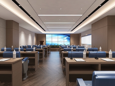 Modern conference room with large screen 3d model