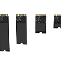 Black M.2 SSDs Four Units Arranged Display For Computer Storage