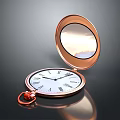 Open Copper Case Pocket Watch With White Dial Roman Numerals And Dark Background Reflection