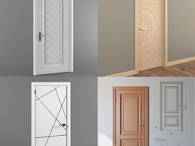Modern Hinged Doors with Various Decorative Patterns and Design Styles 3d model
