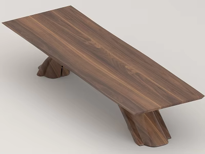 Long Wooden Tea Table With Natural Wood Grain And Unique Leg Structure 3d model