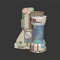 White And Blue Industrial Mechanical Equipment With Cylindrical Structure And Mechanical Arm