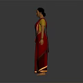 Game and Movie Character Female in Red Sari With Yellow Blouse Green Bangles and Barefoot