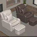 Modern Living Room Interior Design With Two Sofas Ottomans Fireplace And Rug 3d model