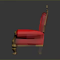 Ornate Red And Golden Classical Chair With Carved Armrests Decorative Backrest And Elegant Legs