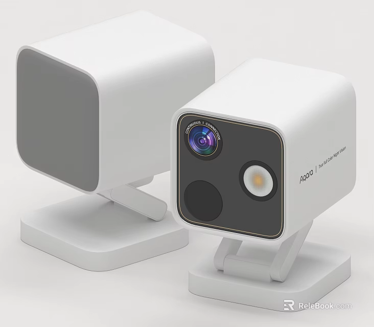 Smart Home Security Camera With White Design Stand And HD Surveillance Lens 3d model 