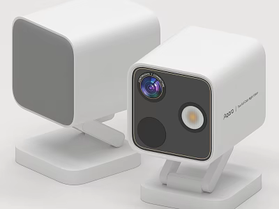 Smart Home Security Camera With White Design Stand And HD Surveillance Lens 3d model