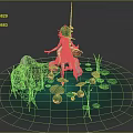 Game Movie Fantasy Character With Red Hair Green Dress On Water Lily Pads And Rock