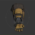 Cyborg Character 3D Model Mechanical Arm With Yellow Hand And Metal Parts