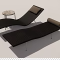 Modern Black Lounge Chairs With Wavy Design Marble Side Table And Cushions