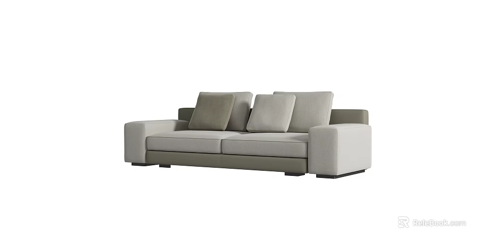 Modern Two Seater Sofa With Light Gray Upholstery And Comfortable Cushions 3d model