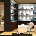 Cozy Restaurant Interior With White Curtains Wooden Tables Fresh Sign And Green Decor