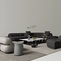 Modern Simple Sofa Combination Sofa Coffee Table Combination Multi-person Sofa Single Sofa Floor Lamp 3d model