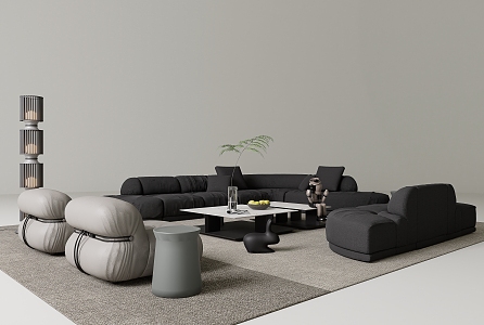 Modern Simple Sofa Combination Sofa Coffee Table Combination Multi-person Sofa Single Sofa Floor Lamp 3d model